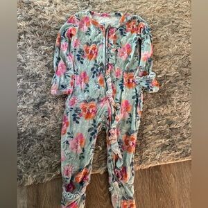Floral Ruffle Baby pjs bamboo
